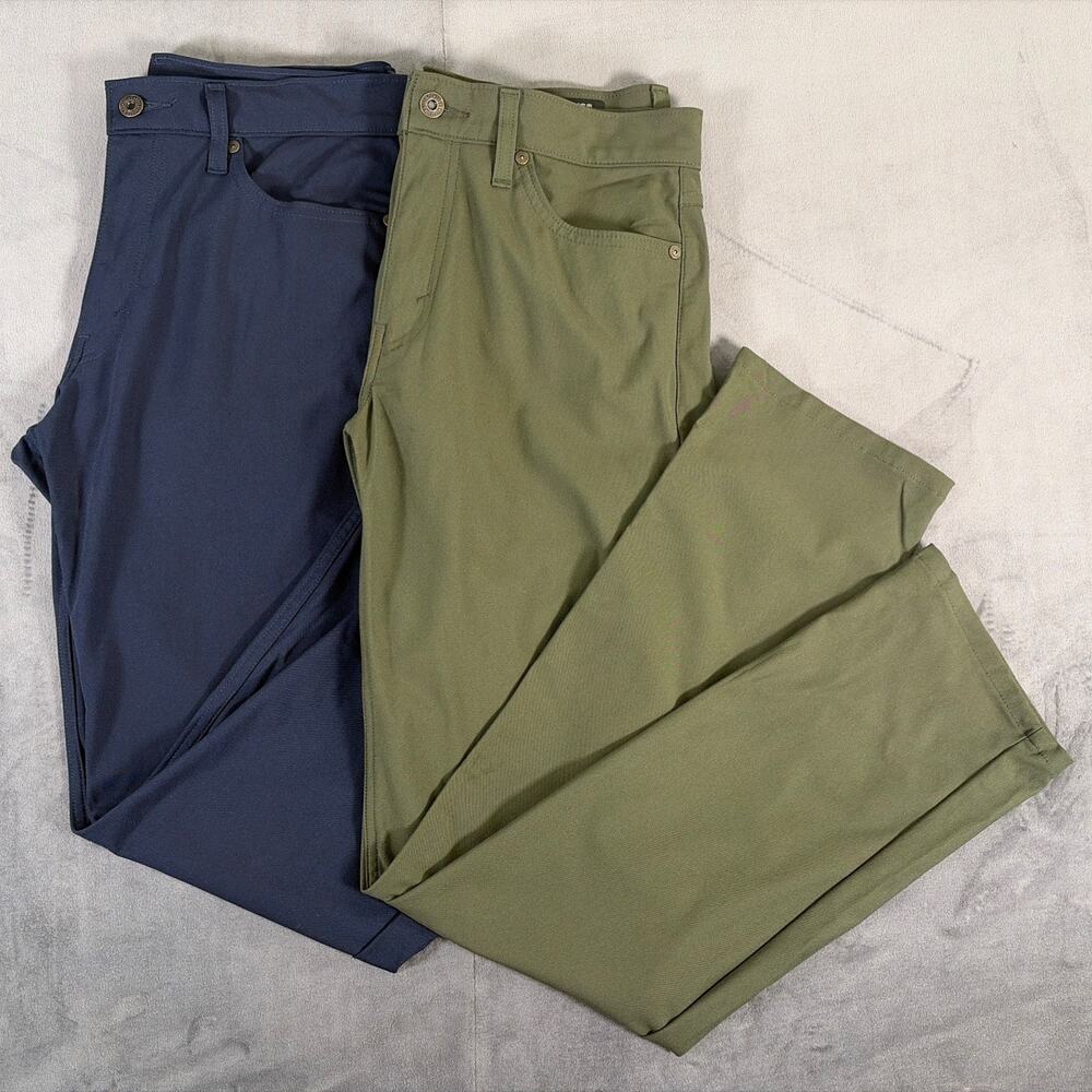 2) Levi Strauss 511 Slim Fit Navy and Green Pants Engineered for Movement 32x32